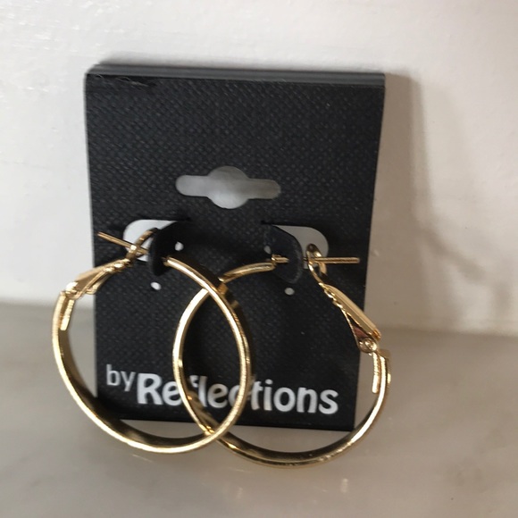 Reflections Jewelry - Self Closing Gold Tone Hoop Earrings
